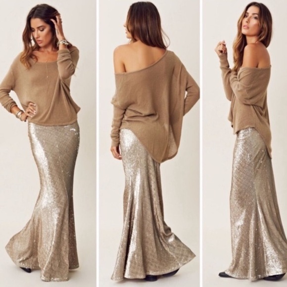 Gold sparkling Maxi skirt XS - Picture 6 of 6